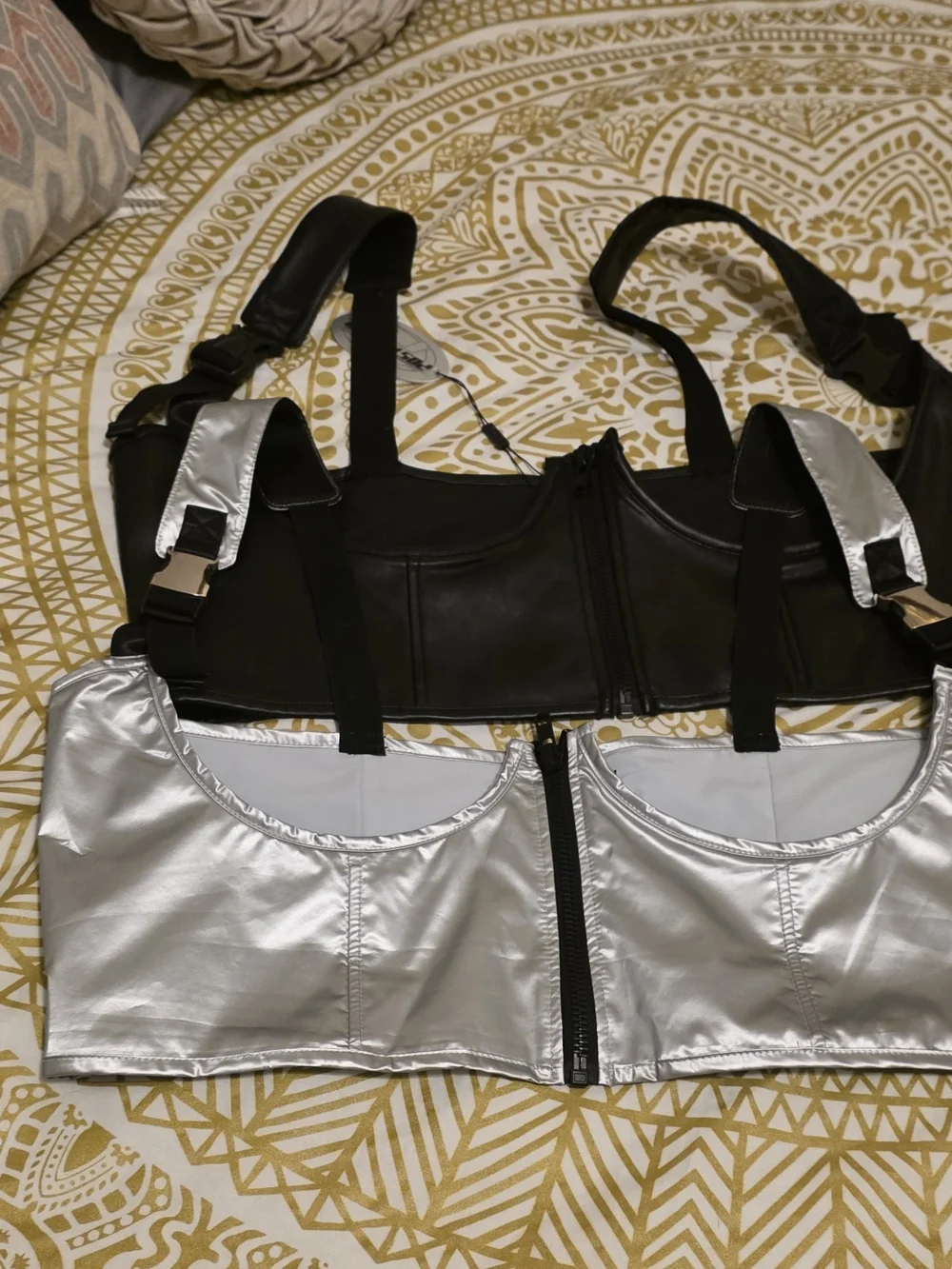 Black And Silver Underbust Corset Bundle